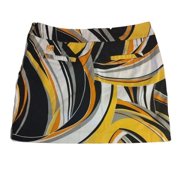 Loudmouth Discontinued Yellow Swirls Gone Wild Mini Golf Skort Size 8 - Picture 6 of 14